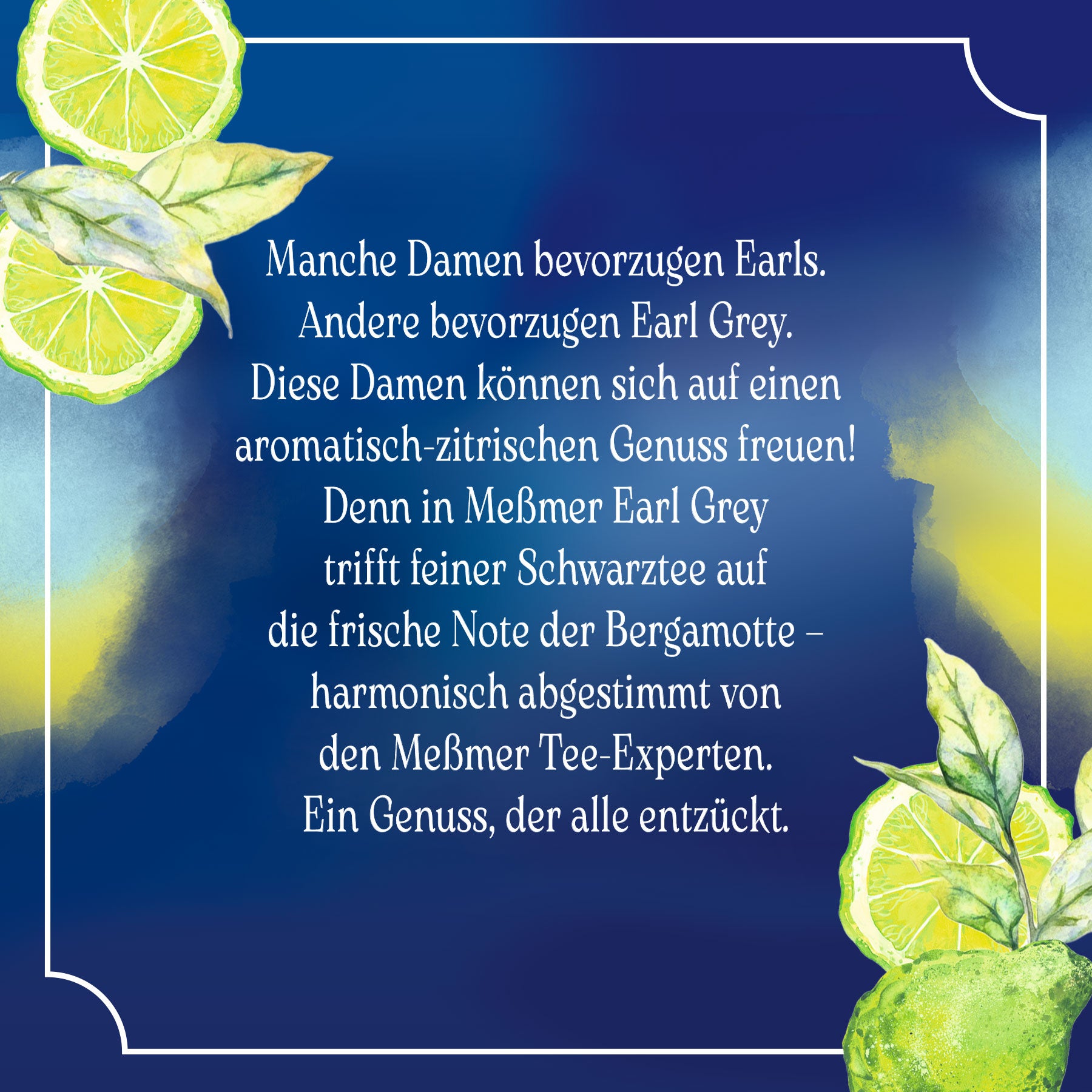 Aromatischer Earl Grey Tee mit feinem Schwarztee und frischer Bergamotte, harmonisch abgestimmt für ein einzigartiges Genusserlebnis.