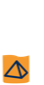 Eine einfache Illustration einer Sprühflasche mit einer orangefarbenen Flüssigkeit im Inneren und einem dunkelblauen dreieckigen Symbol auf dem unteren Teil der Flasche.
